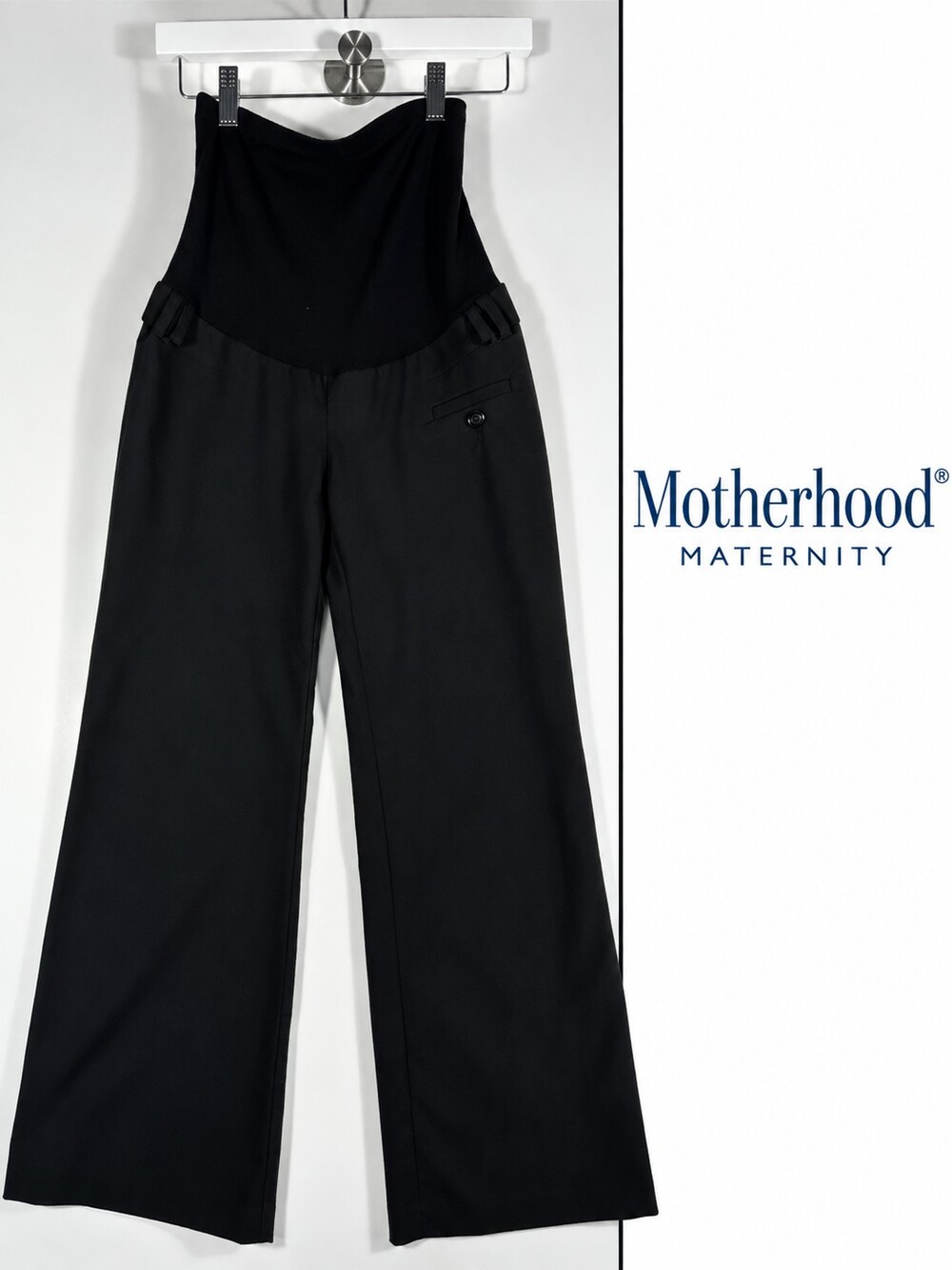 Motherhood Maternity Secret Fit Belly Black Wide Leg Dress Pants Petite Small